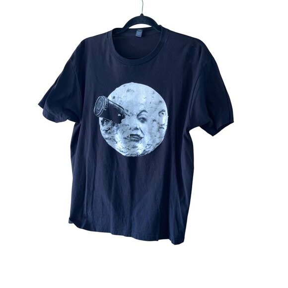 Tultex Mens Tee Shirt Size Large Black Trip To The Moon Crew Neck Pure Cotton - Picture 5 of 6